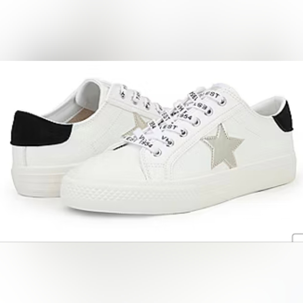 Vintage Havana White Low-Top Sneakers with Gray Star and Black Heel Tab